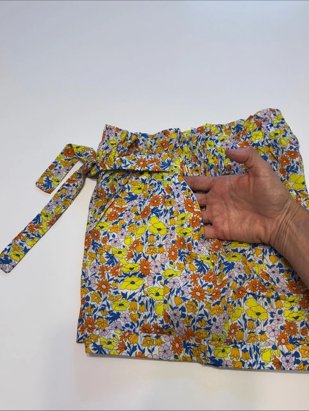 Jacadi Floral Tie-Waist Shorts - Yellow, Orange, Blue